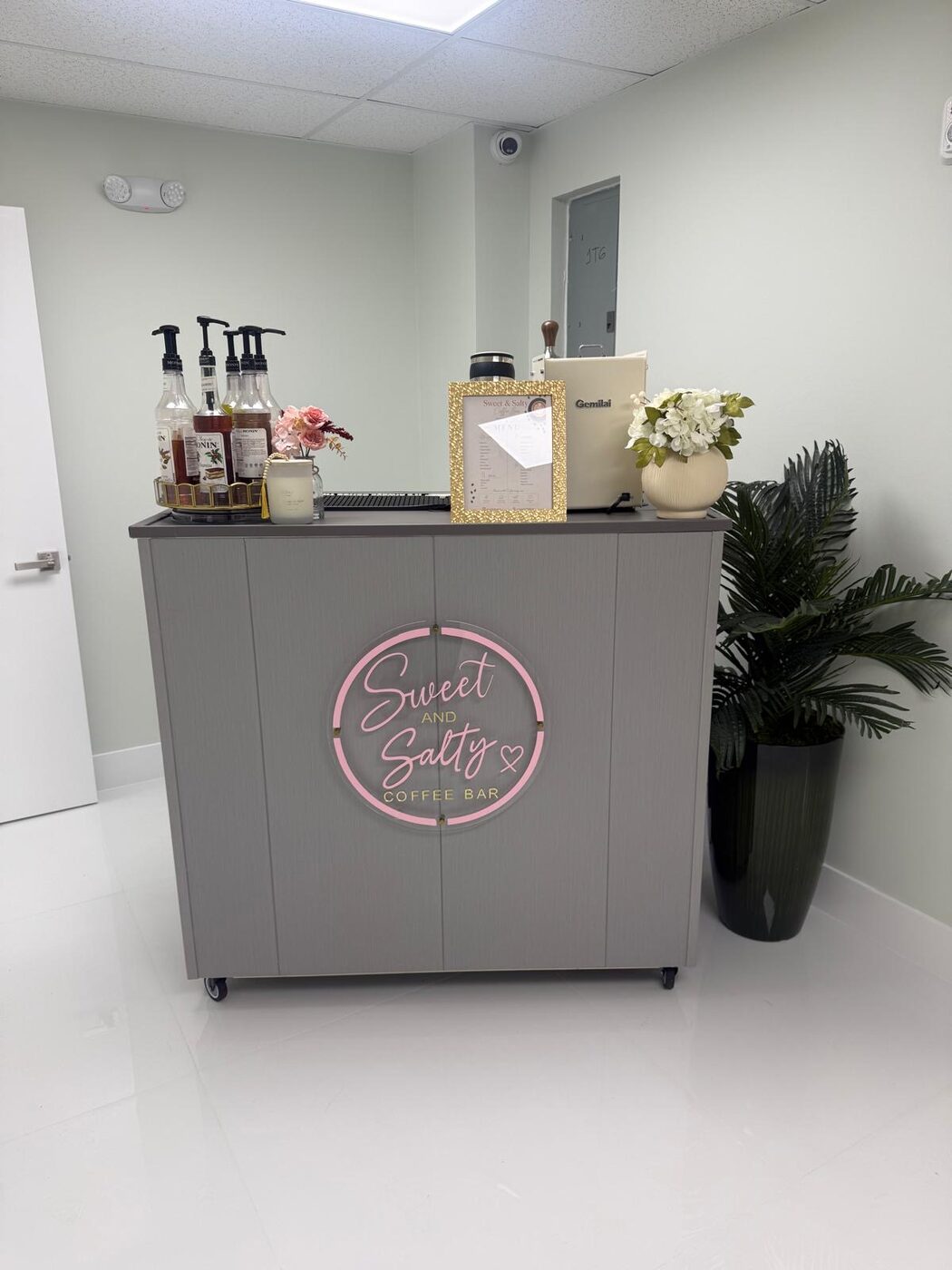 The S&S coffee bar set up and ready to serve